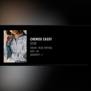 Sezane Cassy Shirt Bleu Vintage. - Size 34 US 2